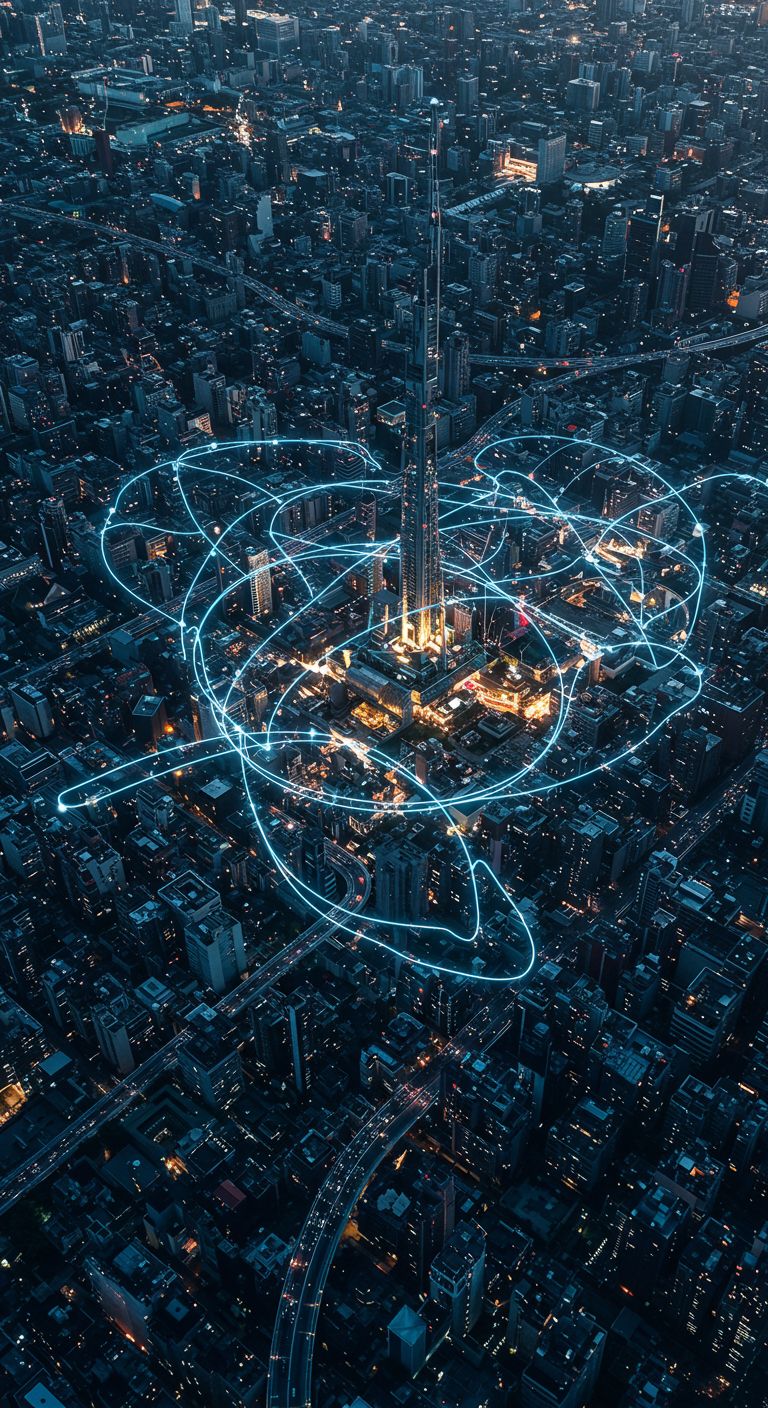 A globally connected city representing international mobility